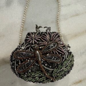 Edidi of New York crystal dragonfly embellished handbag